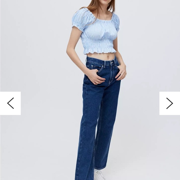 Lisa Says Gah Light Blue Gingham Blouse - Picture 3 of 6